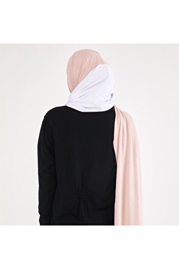 Differenza Two-Color Combed Cotton Shawl Powder \ White