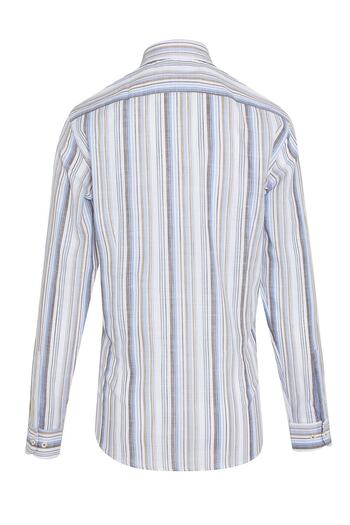 Hatemoğlu Кафява риза с дълъг ръкав Slim Fit, 100% памук, с тънка яка и райета