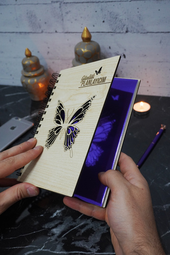 markcat Butterfly Design Wooden Schedule Pad - Infinite Agenda - Daily Planner - A5 Schedule Pad