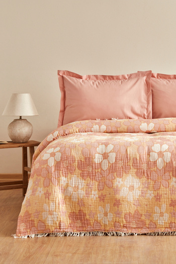 Karaca Home Nelly Muslin Double Pique Bed Cover Set Salmon