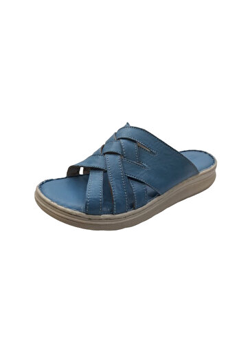 Mr.white MR. WHITE Women's - Genuine Leather Blue Summer Slippers
