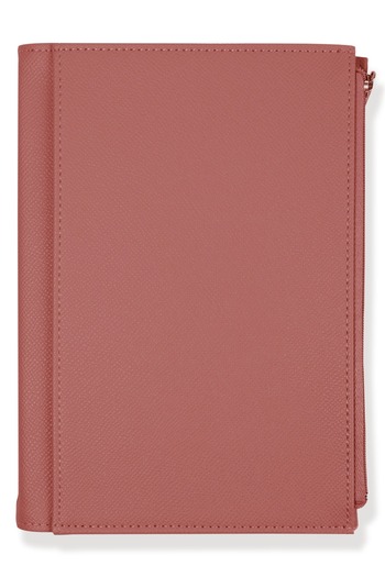 Victoria's Journals Zipco Soft Protective Zippered Pocket Striped Block Notepad 14x20 Cm Fuchsia