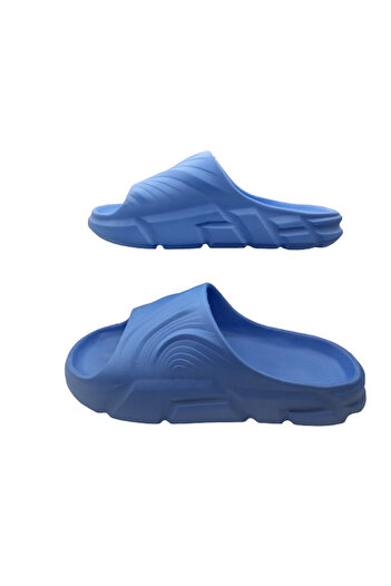 GEZER Men's Blue Wavy Open Front Bathroom Garden Slippers