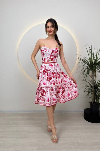 GİZONLY Çiçek Desenli CROP Takım