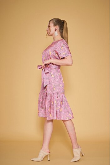 VERDA Satin Dress with Sash Belt