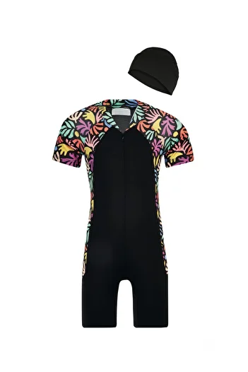 REMSA Mateo 8347 Black Kids Swim Trunks - Short Sleeve and Shorts