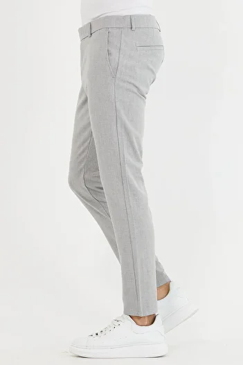 Mamlay Men's Gray Color Italian Cut Quality Flexible Lycra Ankle Length Slimfit Fabric Trousers