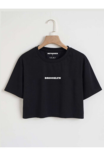 Revasser Μπλουζάκι Brooklyn Colorful Oversize Cotton Crop - Crew Neck, Special Printed