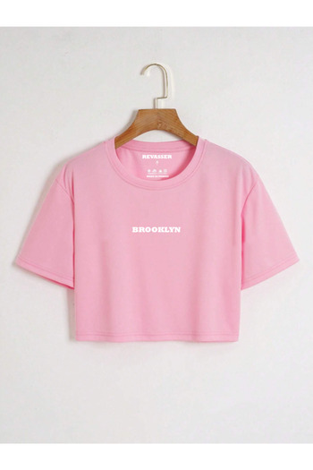 Revasser Women's Brooklyn Colorful Custom Printed Oversize Cotton Crew Neck Combed Crop T-Shirt