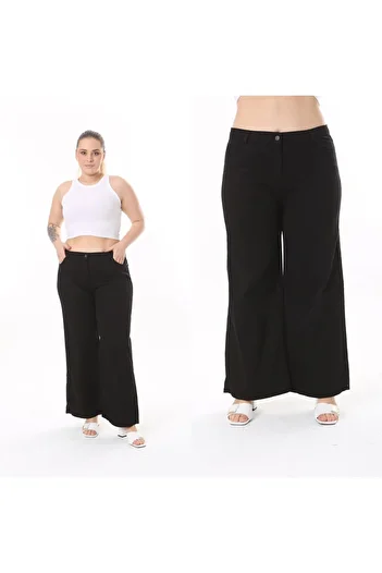 SERRA BÜYÜK BEDEN Wide Leg Gabardine Trousers
