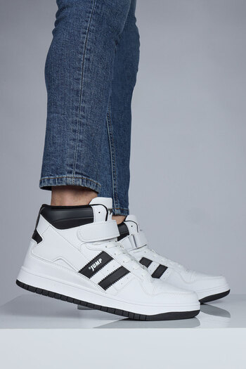Jump 28504 High Top Λευκό - Μαύρο Ανδρικό Sneaker Casual Sneakers