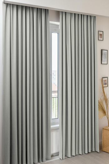 Homefesto Modern Background Curtain Blackout 100% Light Proof Gray Blackout Curtain Without Pleats 140 x 260 cm