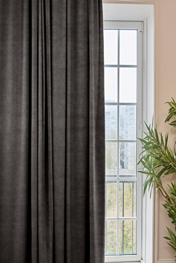 Homefesto Modern Background Curtain Honeycomb Velvet Textured Gray Curtain Pleatless Extra-forced Sunshade 140 x 260 cm
