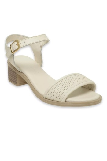 Mammamia D24YS-1110 Women's Sandals - Bone Cream, Genuine Leather, Chunky Heel (4.5cm)