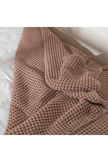 Casadora Baby 100% Pamuk Tek Kişilik Kalın Waffle Pike Örtü - Bej - 160 X 220 Cm