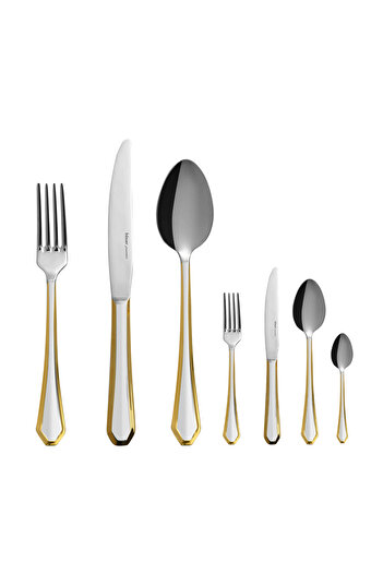 Hisar Riva Gold 84 Parça Çelik 12 Kişilik Çatal Kaşık Bıçak Seti