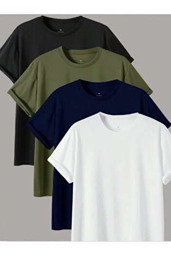 COOL TARZ Men's 4-Pack Comfort Fit 100% Cotton Thick Textured Multi-Colored T-shirt