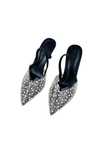 bescobel Pantofi de damă Kelmas Black Stone cu spate elastic Papuci 7Cm 806