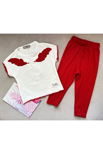 SANTRALBEBE Girl's Wing Embroidered Tights Set