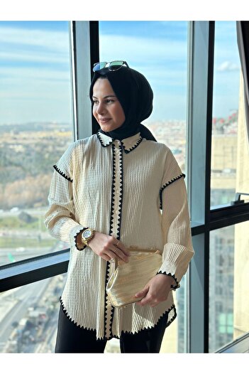 VOLT CLOTHİNG Women's Linen Hijab Tunic Shirt