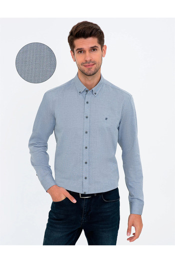 Pierre Cardin Gray Regular Fit Long Sleeve Shirt