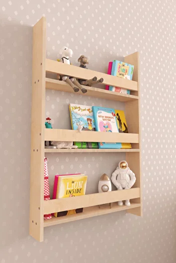 Pratico Step Montessori Unpainted Natural Wood Wall Mounted Bookcase