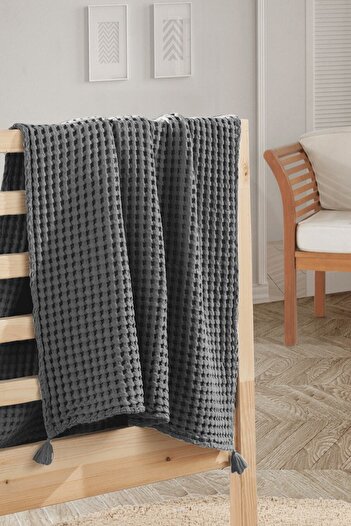 Casadora Baby 100% Cotton Single Thick Waffle Duvet Cover - Dark Gray - 160x220 Cm