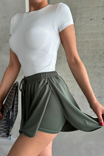 MODAGEN Women's High Waist Tennis Skirt with Tights Inside