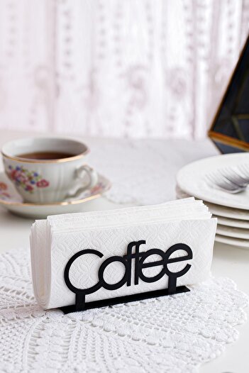 Doreline Coffee Motif Desktop Decorative Napkin Holder Towel Holder Black (dimension: 12 X 6)