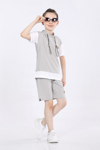 MORNIO Boy's T-shirt and Shorts 2 Piece Set Vf24kmr5103738