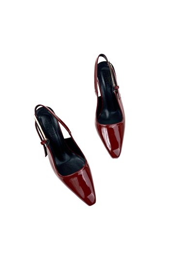 bescobel Women's Lerya Claret Red Patent Leather Patent Leather Heeled Shoes 9 cm 5118
