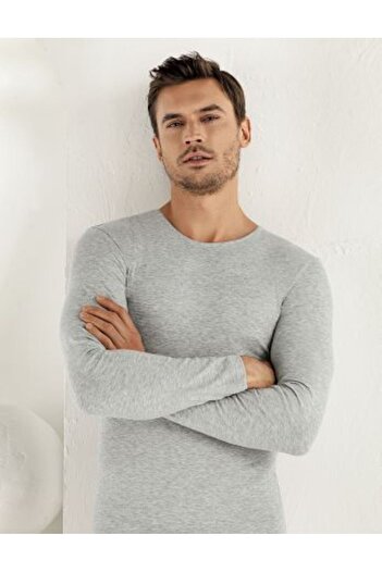Şahinler Men's Gray Long Sleeve Lycra Single Jersey Tank Top NEW