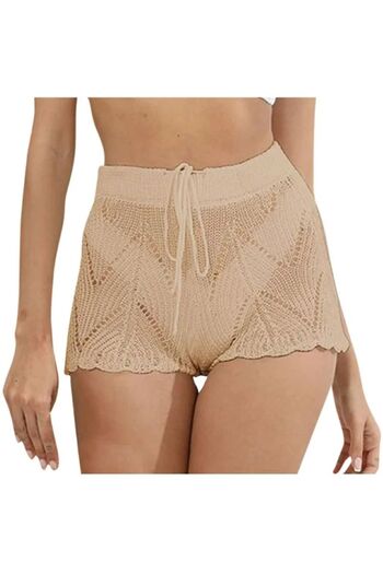 DRESSY CL Openwork Model Patterned String Waist Tie Beach Shorts