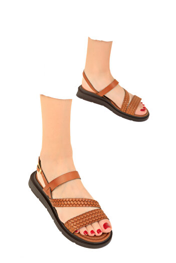 SOHO Tan Women's Genuine Leather Sandals 19137