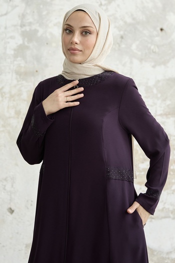 InStyle Ferace with Stoned Collar and Arm - Plum