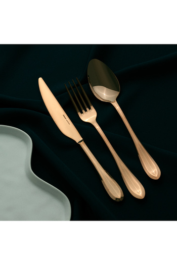 Hisar Tuscany Titanium Bronze - 18 Piece Steel 6-Person Spoon Knife Set