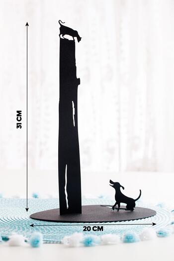 Doreline Köpek Motifli Masaüstü Dekoratif Peçetelik Havluluk Siyah (ölçü:20 X 31)