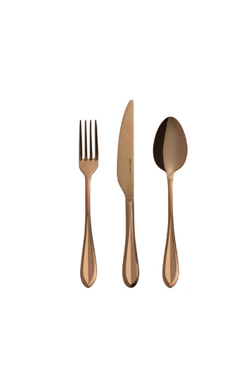 Hisar Tuscany Titanium Bronze - 30 Piece Steel Set, 6 Person Spoon Knife