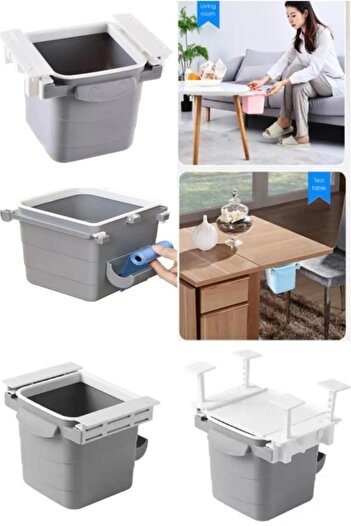 Hayveys Practical Sliding Trash Can Hidden under Desk Office,Kitchen Trash Bin