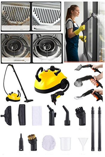 Genel Markalar Derinlemesine Çok Amaçlı Buharlı Temizlik Makinası Cam Parke Mutfak Temizleme Nozüllü 2500W 13 Parça