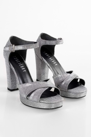 Shoeberry Dámské boty Giselle Platinum Glitter na platformě na podpatku