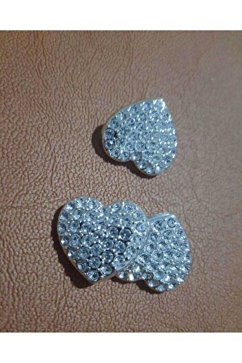 Beyna HEART CRYSTAL STONE METALLIZED BUTTON 1.5 CM 1 PACK 5 PIECES