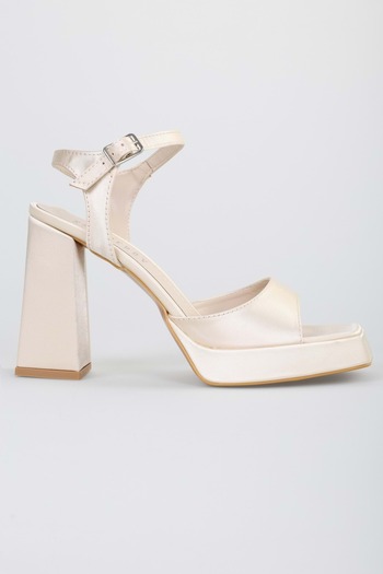 Shoeberry Women's Edia Skin Satin Platform Heeled Shoes
