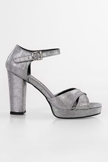 Shoeberry Dámské boty Giselle Platinum Glitter na platformě na podpatku