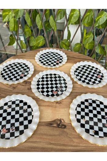 GÜRCÜGLASS Checkered Model Sweet Plate 17 cm