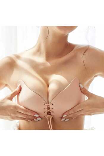 Asel Adhesive Bra Skin Color Plumping and Gathering Strapless Silicone Butterfly Bra