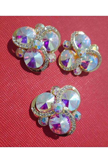 Beyna RAINBOARD CRYSTAL STONE METAL BUTTON 3 CM 1 PACK 3 PIECES