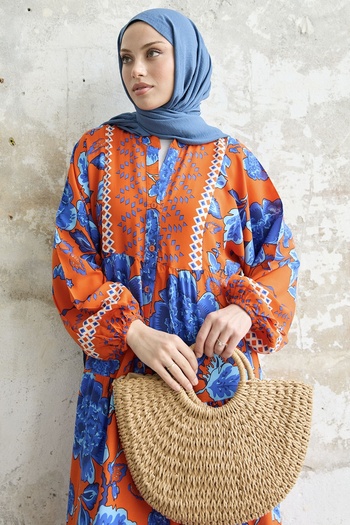 InStyle Φόρεμα Acacia Floral Viscose - Πορτοκαλί
