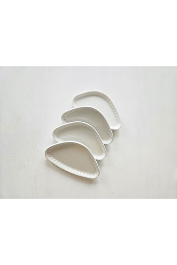 Aryıldız Gordion Broken Beige Boat Plate 4 Pieces 12 Cm Coffee Side Mini Presentation Holder