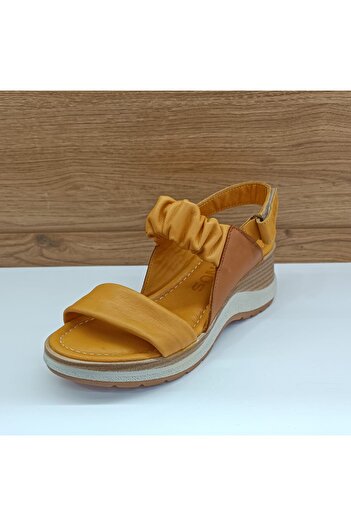 Venüs 2409903 Yellow Genuine Leather Casual Women's Sandals